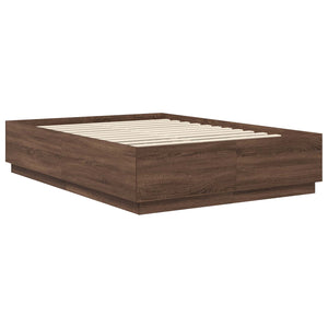 vidaXL Bed Frame Brown Oak Look 150 x 200 cm Engineered Wood