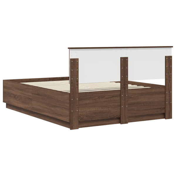 vidaXL Bed Frame Brown Oak Look 150 x 200 cm Engineered Wood