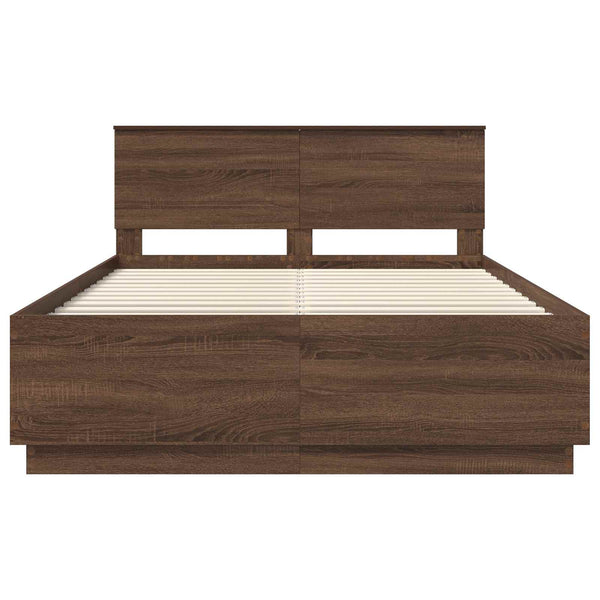 vidaXL Bed Frame Brown Oak Look 150 x 200 cm Engineered Wood