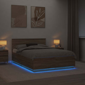 vidaXL Bed Frame with Headboard Sonoma Oak 140 x 190 cm Engineered Wood
