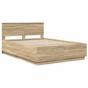 vidaXL Bed Frame with Headboard Sonoma Oak 140 x 190 cm Engineered Wood