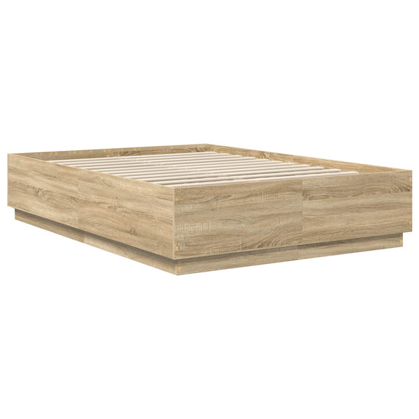 vidaXL Bed Frame with Headboard Sonoma Oak 140 x 190 cm Engineered Wood