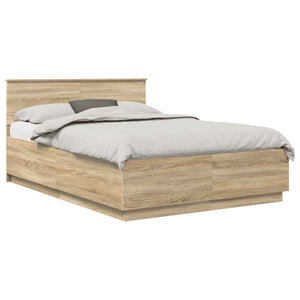 vidaXL Bed Frame with Headboard Sonoma Oak 140 x 190 cm Engineered Wood