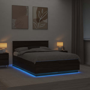 vidaXL Bed Frame Brown Oak Look 140 x 190 cm Engineered Wood