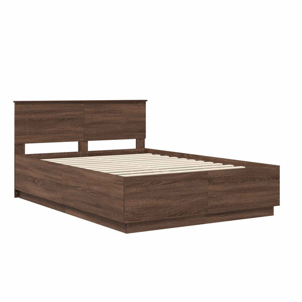 vidaXL Bed Frame Brown Oak Look 140 x 190 cm Engineered Wood