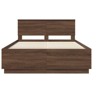 vidaXL Bed Frame Brown Oak Look 140 x 190 cm Engineered Wood