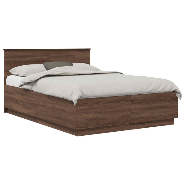 vidaXL Bed Frame Brown Oak Look 140 x 190 cm Engineered Wood