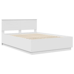 vidaXL Bed Frame with LED Strips White 140 x 200 cm Engineered Wood
