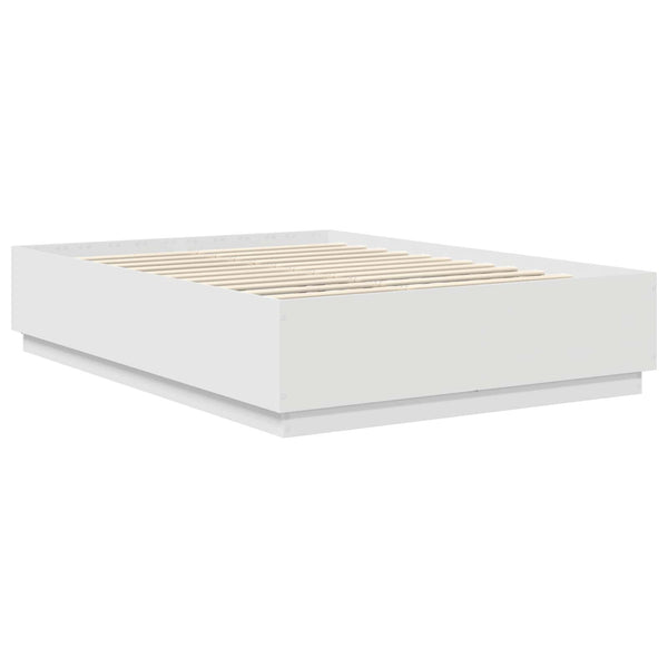 vidaXL Bed Frame with LED Strips White 140 x 200 cm Engineered Wood
