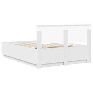 vidaXL Bed Frame with LED Strips White 140 x 200 cm Engineered Wood