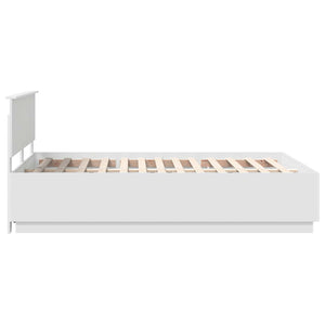 vidaXL Bed Frame with LED Strips White 140 x 200 cm Engineered Wood