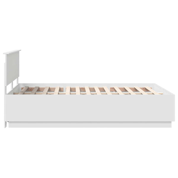 vidaXL Bed Frame with LED Strips White 140 x 200 cm Engineered Wood