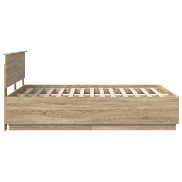vidaXL Bed Frame with Headboard Sonoma Oak 140 x 200 cm Engineered Wood