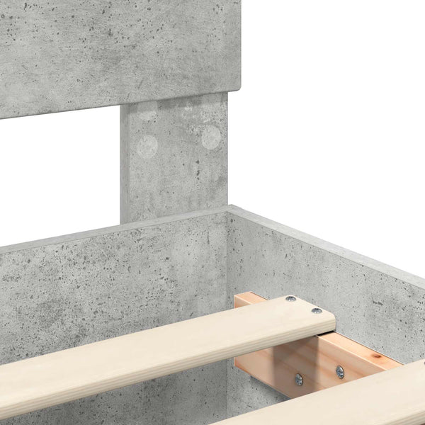 vidaXL Bed Frame with Headboard Concrete Grey 140 x 200 cm Engineered Wood