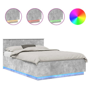 vidaXL Bed Frame with Headboard Concrete Grey 140 x 200 cm Engineered Wood