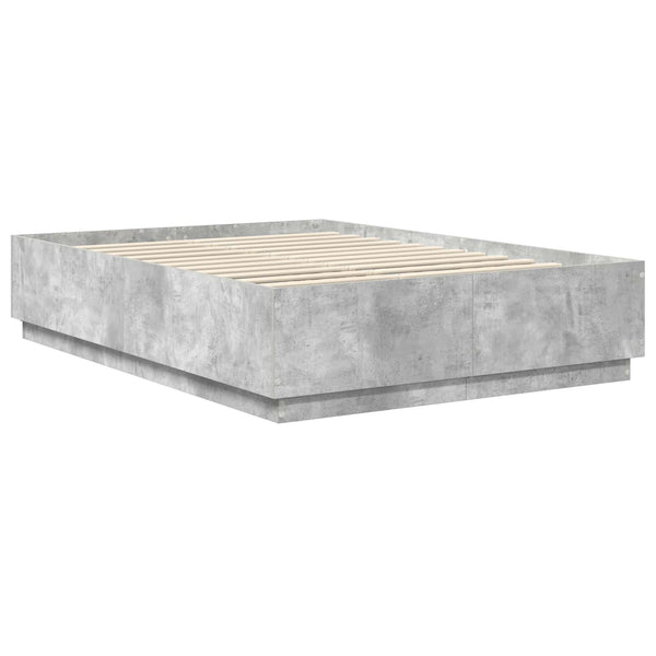 vidaXL Bed Frame with Headboard Concrete Grey 140 x 200 cm Engineered Wood