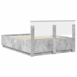 vidaXL Bed Frame with Headboard Concrete Grey 140 x 200 cm Engineered Wood