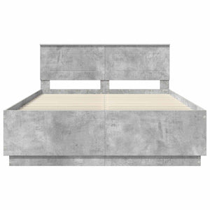 vidaXL Bed Frame with Headboard Concrete Grey 140 x 200 cm Engineered Wood