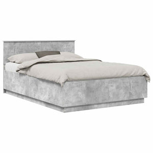 vidaXL Bed Frame with Headboard Concrete Grey 140 x 200 cm Engineered Wood