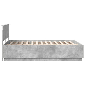 vidaXL Bed Frame with Headboard Concrete Grey 140 x 200 cm Engineered Wood