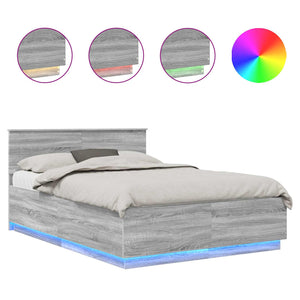 vidaXL Bed Frame Sonoma Grey 140 x 200 cm Engineered Wood