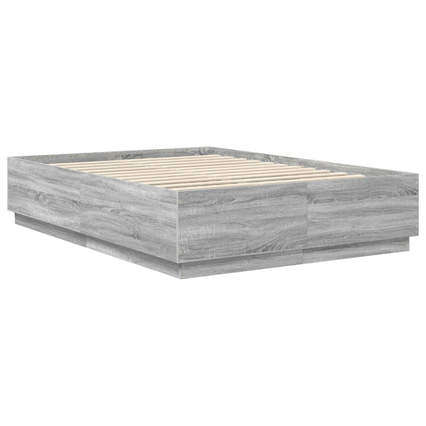 vidaXL Bed Frame Sonoma Grey 140 x 200 cm Engineered Wood