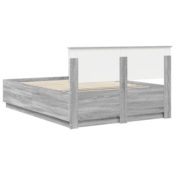 vidaXL Bed Frame Sonoma Grey 140 x 200 cm Engineered Wood