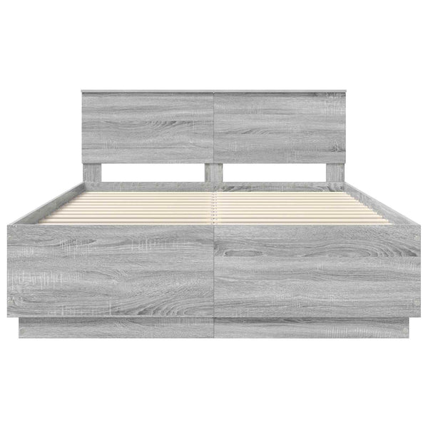 vidaXL Bed Frame Sonoma Grey 140 x 200 cm Engineered Wood