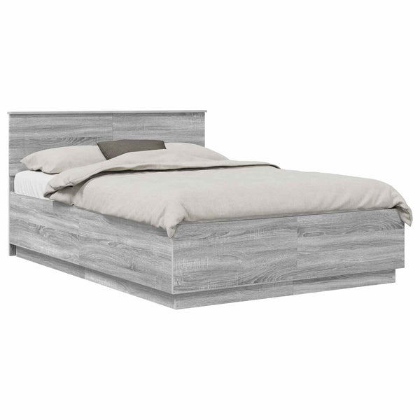 vidaXL Bed Frame Sonoma Grey 140 x 200 cm Engineered Wood