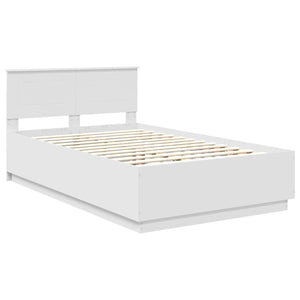 vidaXL Bed Frame with LED Light Strips White 135 x 190 cm Engineered Wood