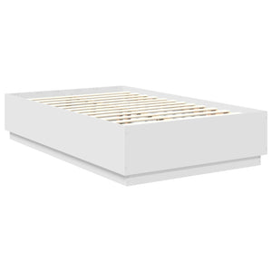 vidaXL Bed Frame with LED Light Strips White 135 x 190 cm Engineered Wood