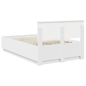 vidaXL Bed Frame with LED Light Strips White 135 x 190 cm Engineered Wood