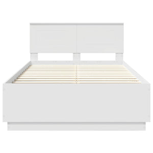 vidaXL Bed Frame with LED Light Strips White 135 x 190 cm Engineered Wood