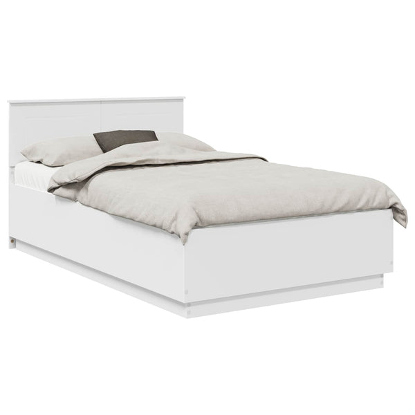vidaXL Bed Frame with LED Light Strips White 135 x 190 cm Engineered Wood