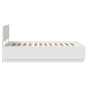 vidaXL Bed Frame with LED Light Strips White 135 x 190 cm Engineered Wood
