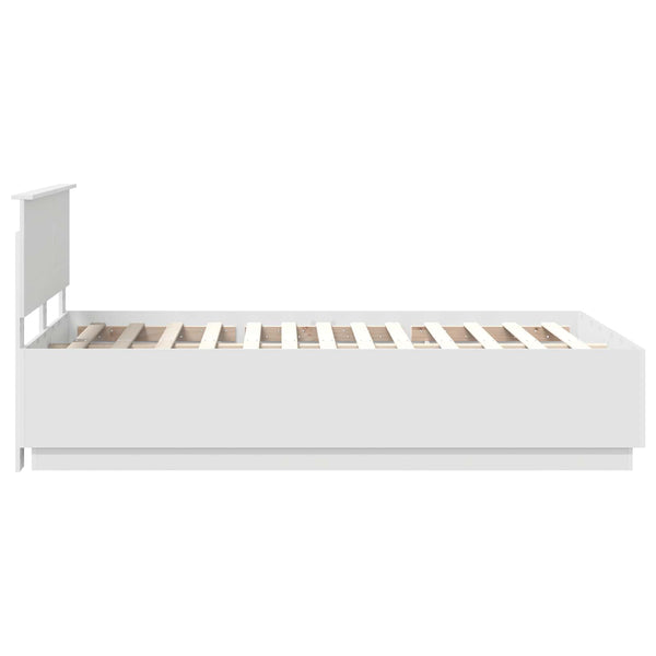 vidaXL Bed Frame with LED Light Strips White 135 x 190 cm Engineered Wood