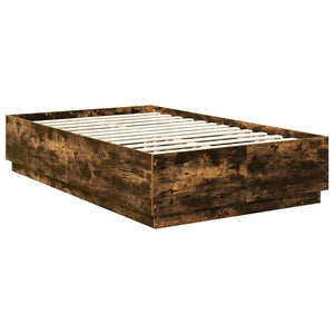 vidaXL Bed Frame Smoked Oak 135 x 190 cm Engineered Wood