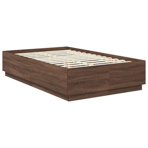 vidaXL Bed Frame Brown Oak Look 135 x 190 cm Engineered Wood