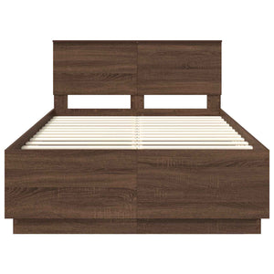 vidaXL Bed Frame Brown Oak Look 135 x 190 cm Engineered Wood