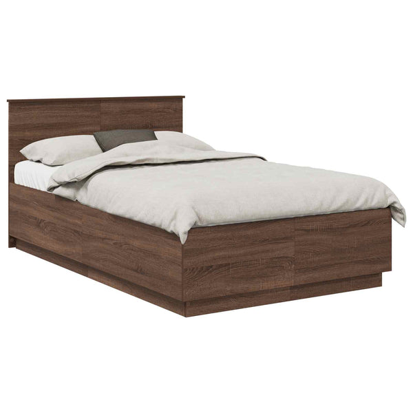 vidaXL Bed Frame Brown Oak Look 135 x 190 cm Engineered Wood