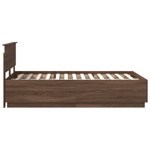 vidaXL Bed Frame Brown Oak Look 135 x 190 cm Engineered Wood