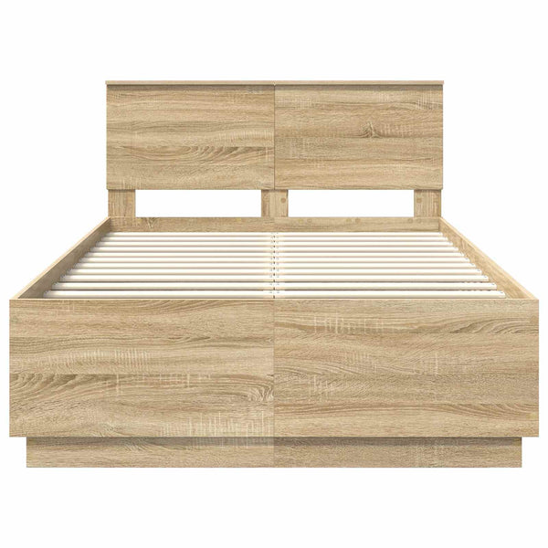 vidaXL Bed Frame with Headboard Sonoma Oak 120 x 190 cm Engineered Wood