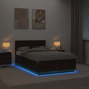 vidaXL Bed Frame Brown Oak Look 120 x 190 cm Engineered Wood