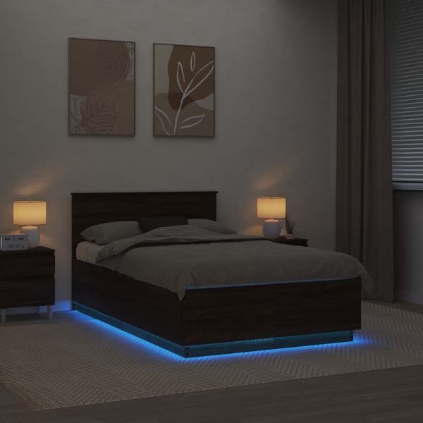 vidaXL Bed Frame Brown Oak Look 120 x 190 cm Engineered Wood