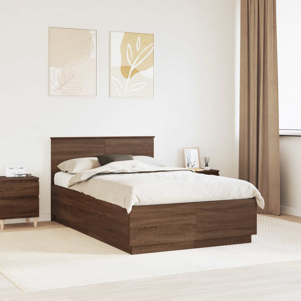 vidaXL Bed Frame Brown Oak Look 120 x 190 cm Engineered Wood