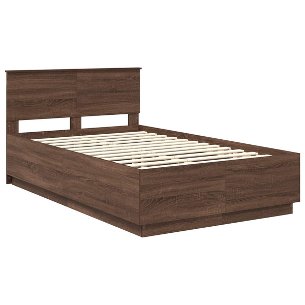 vidaXL Bed Frame Brown Oak Look 120 x 190 cm Engineered Wood