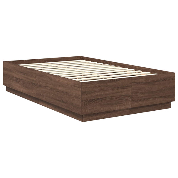 vidaXL Bed Frame Brown Oak Look 120 x 190 cm Engineered Wood