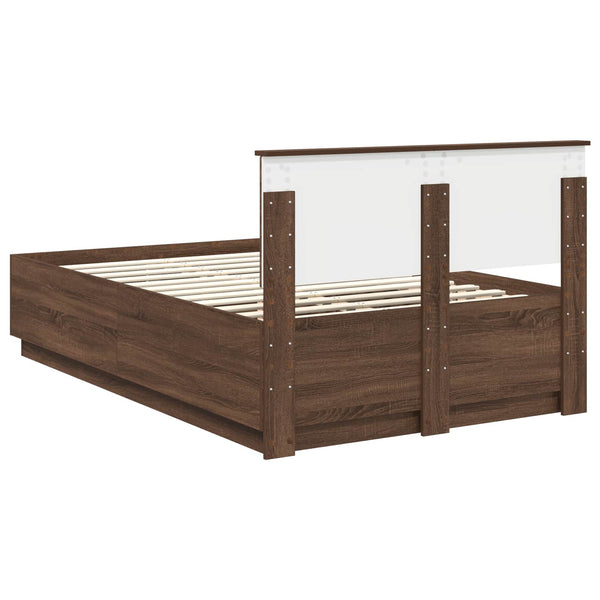 vidaXL Bed Frame Brown Oak Look 120 x 190 cm Engineered Wood