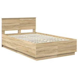 vidaXL Bed Frame with Headboard Sonoma Oak 120 x 200 cm Engineered Wood