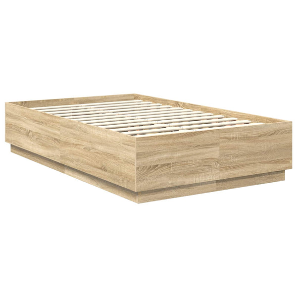 vidaXL Bed Frame with Headboard Sonoma Oak 120 x 200 cm Engineered Wood